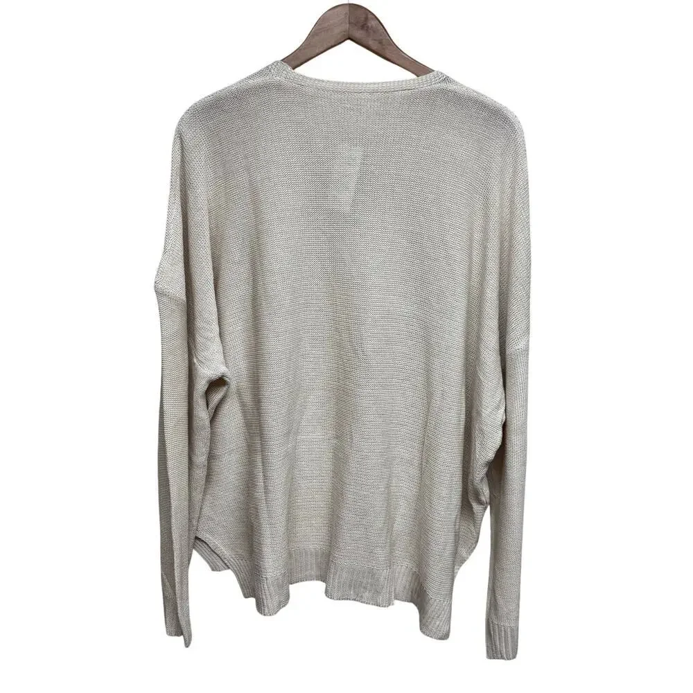 Cupshe V Neck Knit Sweater Beige Oversized Lightweight XL NWT - Picture 3 of 8